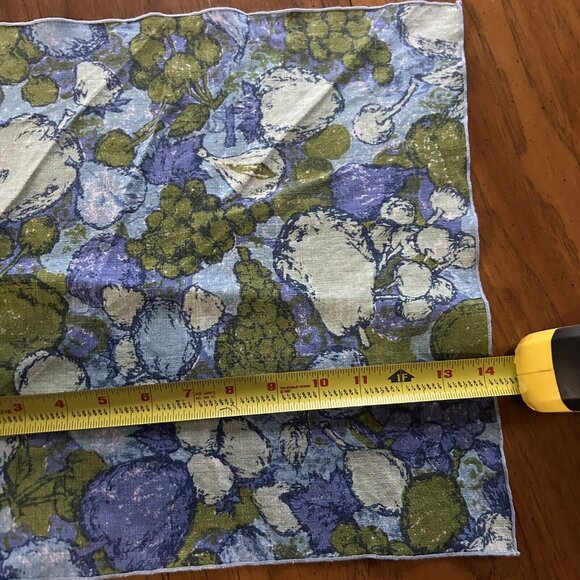 Vtg Blue Floral Hand rolled Napkins 7 Set Handkerchief Cottagecore Dainty - Picture 7 of 7